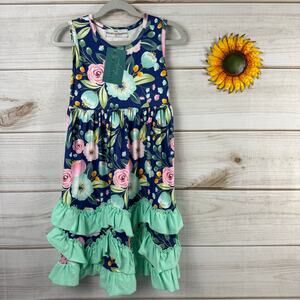 Adorbs Sweetness Girls Floral Ruffle Dress Size 4 Sleeveless Boutique